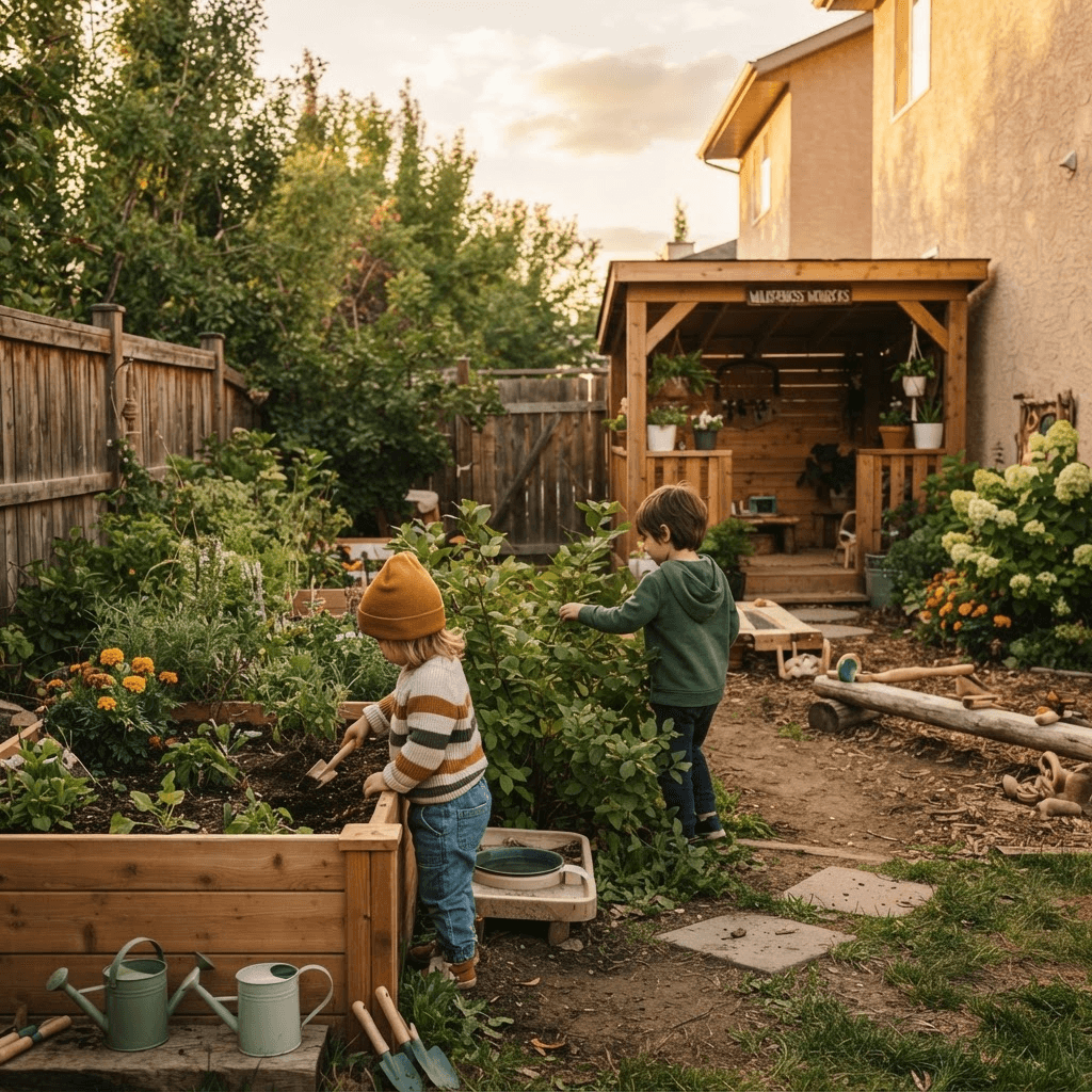 Children exploring outdoor play